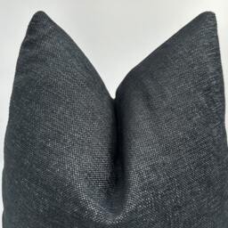 Textured Black Linen Pillow Cover, Weave Cushion, 20x20 - thumbnail 3