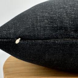 Textured Black Linen Pillow Cover, Weave Cushion, 20x20 - thumbnail 2