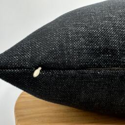 Textured Black Linen Pillow Cover, Weave Cushion, 20x20 - thumbnail 4