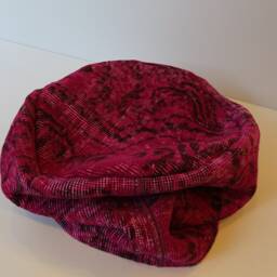 Pink Kilim Pouf, Vintage Wool Ottoman, Floor Cushion - thumbnail 4