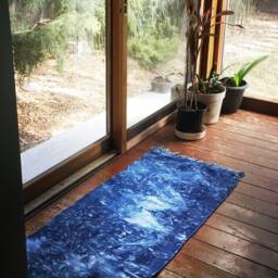 Indigo Cotton Rag Rug 28x55 - thumbnail 2