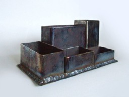 Rusty Industrial Iron Steel Desk Organizer Modern Metal Pen Stand Home Living Loft Hand Crafted Office Holder For Storage