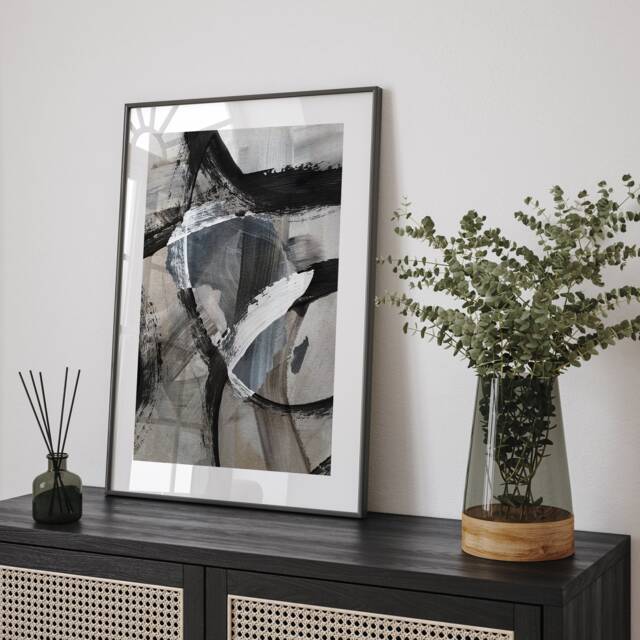 Africa Map - Black & Grey Abstract Painting Of Wall Art Print Traval Poster - image 1