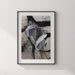 Africa Map - Black & Grey Abstract Painting Of Wall Art Print Traval Poster - thumbnail 3