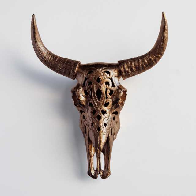 Faux Taxidermy Decorative Carved Bison Skull - Wall Decor Bronze Cbi0909 - image 1