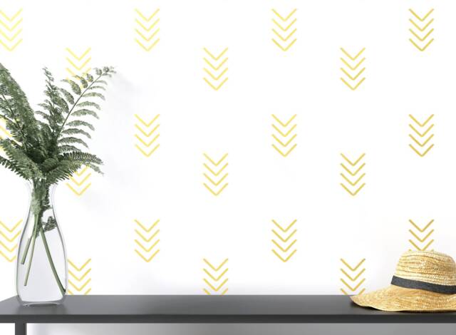 Gold Chevron Vinyl Wall Decals, Scandinavian Geometric Decor - image 1