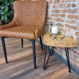 Rustic Small Leaf Side Table Coffee Christmas Tree Stand Plant Bedside From Wood On Steel Hairpin Legs - thumbnail 2