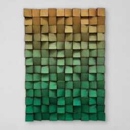 Wood Wall Art - Handmade Sound Diffuser Green Gold Decor - thumbnail 2