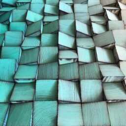 Wood Wall Art - Handmade Sound Diffuser Green Gold Decor - thumbnail 3