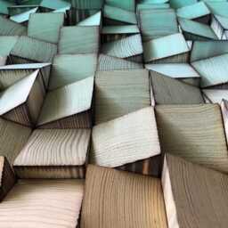 Wood Wall Art - Handmade Sound Diffuser Green Gold Decor - thumbnail 4