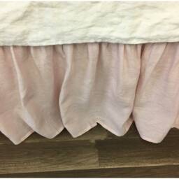 Blush Pink Linen Bed Skirt, Light Pink Dust Ruffles, Bedding, Custom All Sizes - thumbnail 3