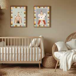 Set Of Two Neutral Nursery Prints, Kids Wall Art, Print Set, Circus Nursery Baby Art Kids Decor - thumbnail 2