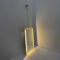 Quadris??? Ceiling Suspended Rectangular Mirror With Brass Tray Frame & Illumination - thumbnail 2
