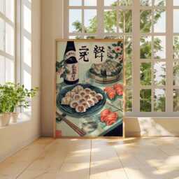 Japanese Sushi Poster, Modern Minimalist Wall Art Print, Asian Kitchen Decor, Food Artwork, Contemporary Restaurant Design - thumbnail 3