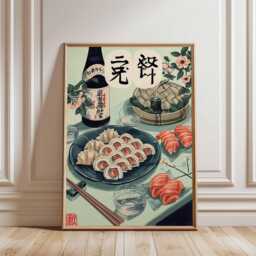 Japanese Sushi Poster, Modern Minimalist Wall Art Print, Asian Kitchen Decor, Food Artwork, Contemporary Restaurant Design - thumbnail 2