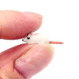 Miniature Ceramic Rat Mouse Mini Animal Little White Pink Figurine Tiny Statue Small Decoration Collectible Hand Painted Craft Figure Deco - thumbnail 4