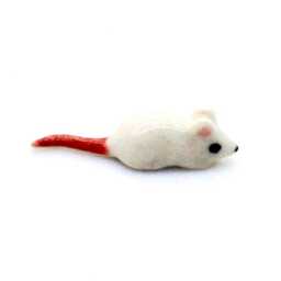 Miniature Ceramic Rat Mouse Mini Animal Little White Pink Figurine Tiny Statue Small Decoration Collectible Hand Painted Craft Figure Deco - thumbnail 2