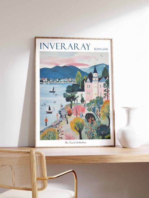Inveraray Castle Travel Poster Scottish Landscape Art Print - image 1