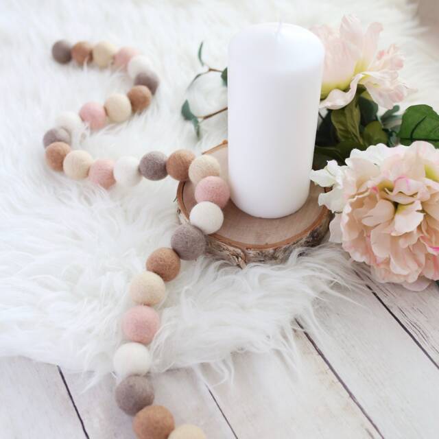 Hygge - Decor Wall Art Felt Ball Garland Wool Boho Nursery Pom Pom Baby - image 1