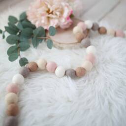 Hygge - Decor Wall Art Felt Ball Garland Wool Boho Nursery Pom Pom Baby - thumbnail 3
