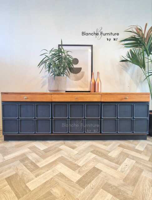 Large Navy Blue Nathan Sideboard With Copper Handles - image 1