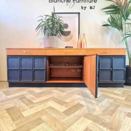 Large Navy Blue Nathan Sideboard With Copper Handles - thumbnail 4