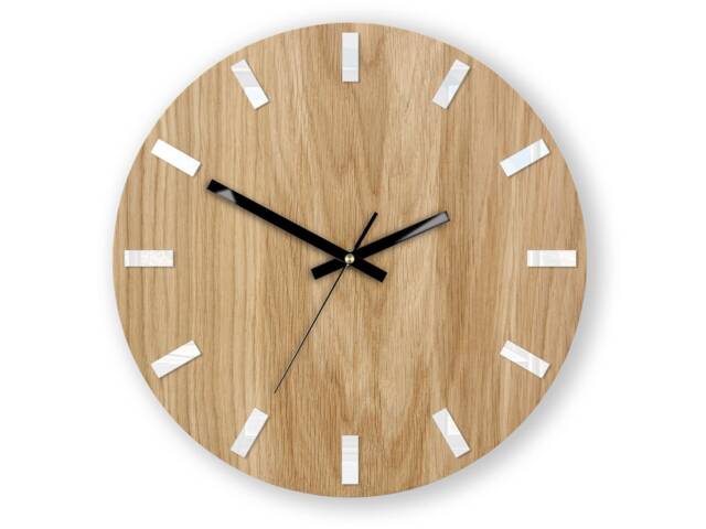 Wall Clock Wood Clock Large Wall Gift Decor Unique Oak Clocks White Black - image 1