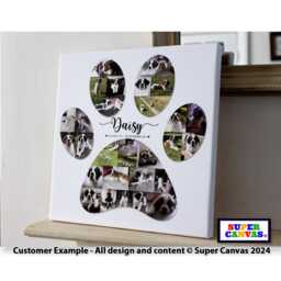 Dog Cat Paw Print Shape Picture Photo Collage Cpet Portrait Wall Art Framed Canvas New Puppy Memorial Birthday Christmas Gift - thumbnail 3