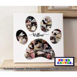 Dog Cat Paw Print Shape Picture Photo Collage Cpet Portrait Wall Art Framed Canvas New Puppy Memorial Birthday Christmas Gift - thumbnail 4