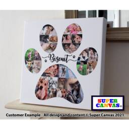 Dog Cat Paw Print Shape Picture Photo Collage Cpet Portrait Wall Art Framed Canvas New Puppy Memorial Birthday Christmas Gift - thumbnail 1