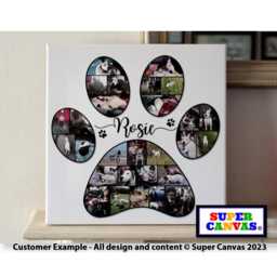 Dog Cat Paw Print Shape Picture Photo Collage Cpet Portrait Wall Art Framed Canvas New Puppy Memorial Birthday Christmas Gift - thumbnail 2