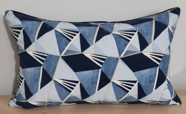 Linwood Omega Prints Gem Blue Onyx & Velvet Cushion Cover 55x35 cm - image 1
