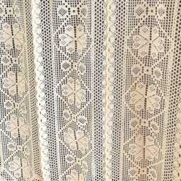 Beige Crochet Curtains Valance , Flower Patter Kitchen Curtain Panels, Boho Closet Room Divider - thumbnail 3