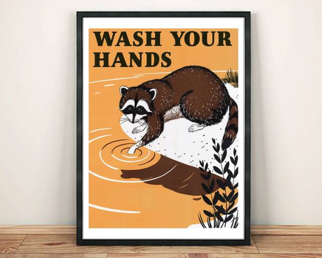 Wash Your Hands Poster Bathroom Toilet Clean Advert Print - image 1