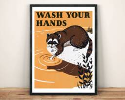 Wash Your Hands Poster Bathroom Toilet Clean Advert Print - thumbnail 1