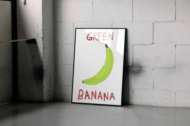 Green Banana Art Print Playful Bedroom Wall Decor - image 1