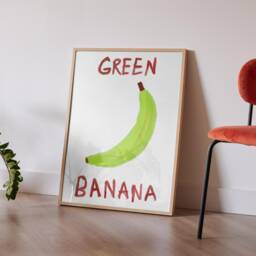 Green Banana Art Print Playful Bedroom Wall Decor - thumbnail 2