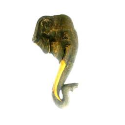 "Handmade Natural Teak Wood Hand Carved Elephant Head Good Luck Trunk Up Carving Art Decor Home Wall Hanging 17""x9"