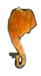 "Handmade Natural Teak Wood Hand Carved Elephant Head Good Luck Trunk Up Carving Art Decor Home Wall Hanging 17""x9" - thumbnail 4