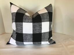 Pillow Cover Buffalo Check Plaid Black & White Farmhouse Choose Size Custom Made - thumbnail 1