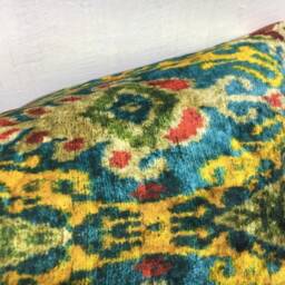 Velvet Ikat Pillow, Decorative Pilow, 16x24, Handwoven Silk Cushion Cover, Beeding Accent Pillows Home Decor Living - thumbnail 3
