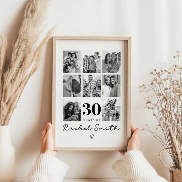 30Th Birthday Photo Print Frame, Gift, Collage, Print, Collage For Friend, Friend Art - image 1