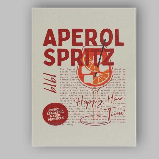 Retro Aperol Spritz Cocktail Typography Kitchen Canvas Wall Art Print Decor Picture Ready To Hang - image 1
