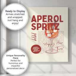 Retro Aperol Spritz Cocktail Typography Kitchen Canvas Wall Art Print Decor Picture Ready To Hang - thumbnail 3