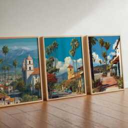 Set Of 3 Santa Barbara Posters, California Travel Prints, Coastal Wall Art Sets, Beach Scene Usa Cityscape Home Decor - thumbnail 2