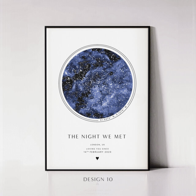 Girlfriend Personalised Gift, Custom Star Map Print, Valentines Day Couple Wedding Anniversary Gift For Wife, The Night We Wed Poster - image 1