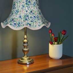 Traditional Blue Floral Lampshade With Cream Braid Handmade For Ceiling Lights, Table & Floor Standard Lamp Shades, Wall Lights - thumbnail 2