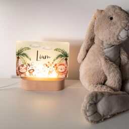 Personalised Safari Night Light, Jungle Nursery D??cor, Baby Bedroom Kids Bedside Lamp - thumbnail 4
