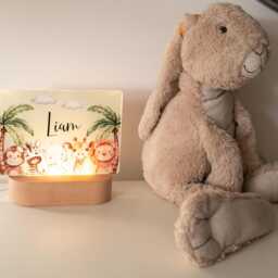 Personalised Safari Night Light, Jungle Nursery D??cor, Baby Bedroom Kids Bedside Lamp - thumbnail 2