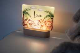 Personalised Safari Night Light, Jungle Nursery D??cor, Baby Bedroom Kids Bedside Lamp - thumbnail 1
